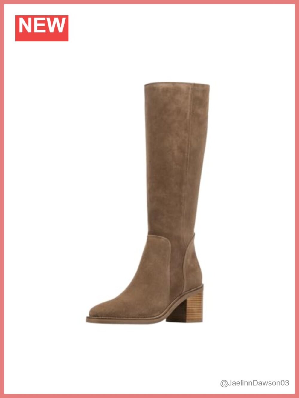 Suede Knee-High Equestrian Boots Water Resistant Block Heel Zip